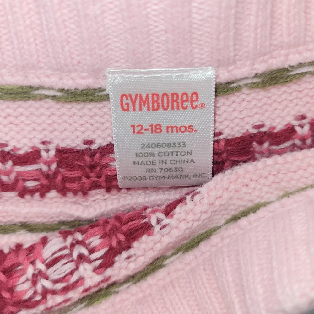 Gymboree Pink Knit Heart Fair Isle Sweater Skirt Toddler 12 18 Months Valentines
